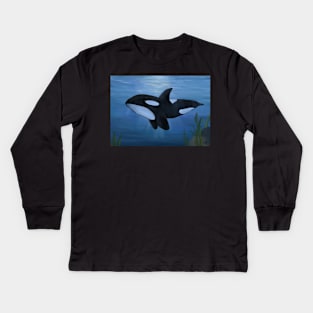 Underwater Orca - Digital Painting Kids Long Sleeve T-Shirt